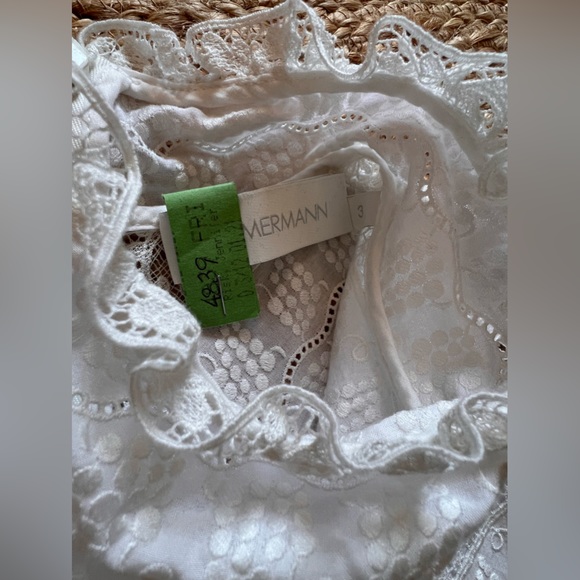 ZIMMERMANN GLASSY FRILLED LONG SLEEVE LACE RUFFLE MINI DRESS WORN ONCE 3/L - Picture 4 of 4